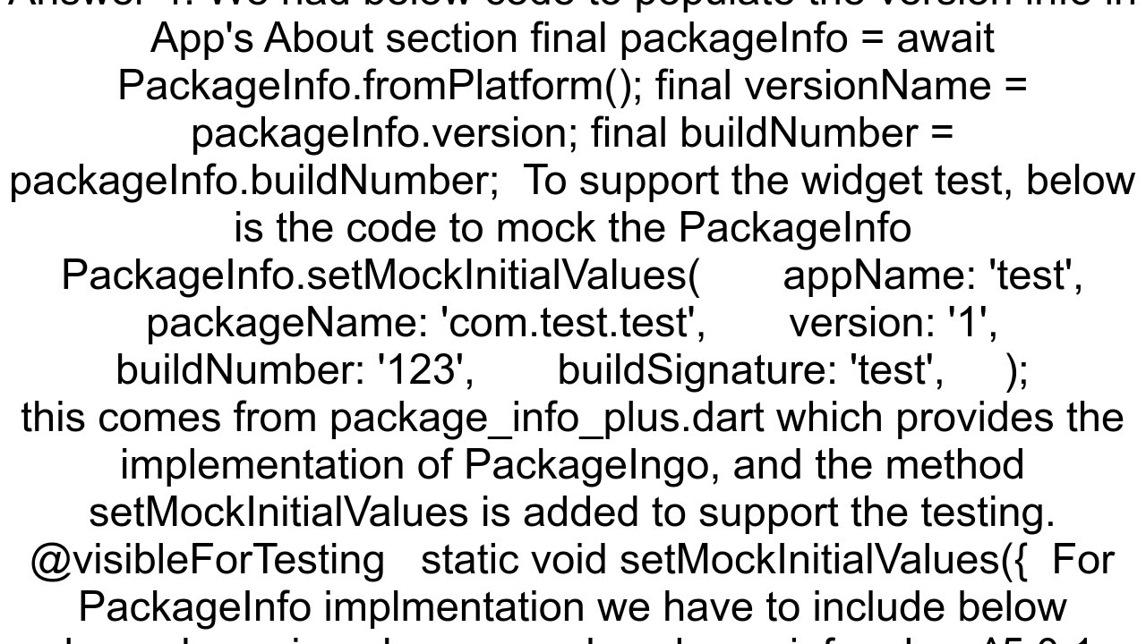 How to test a method that uses package_info in Flutter