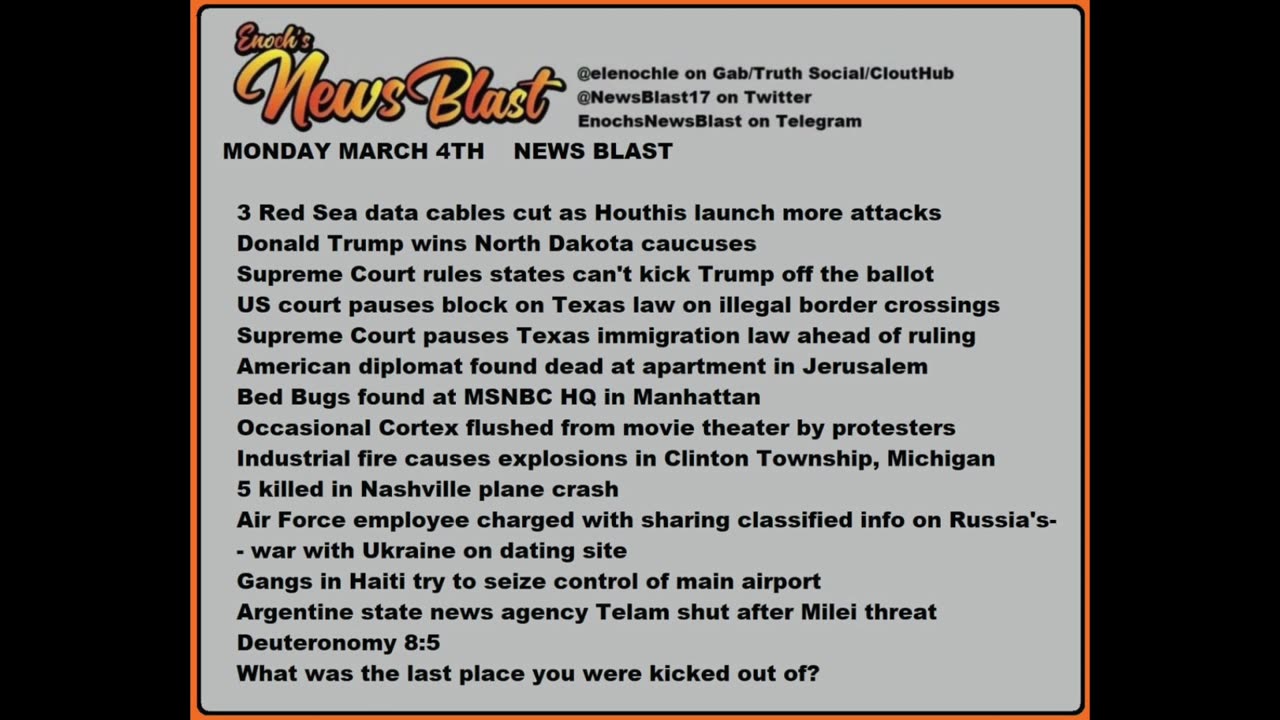 Monday, March 4, 2024 News Blast