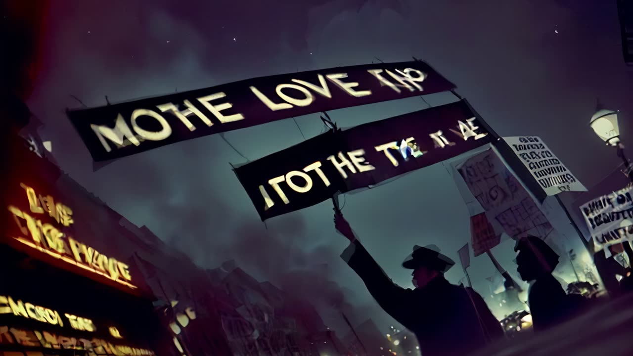 A 1960's protest for love, stop the violence 4K Visual