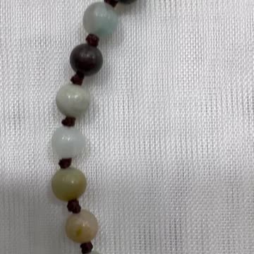 Handmade + Knotting Unique Adjustable Initial Necklace with Amazonite, Letter M