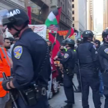 Supporters of Israel and Palestine came face to face in downtown San Francisco