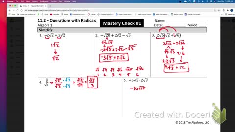 IM2 Alg 1 Trad. 11.2 Mastery Check #1