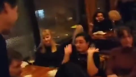 Justin Trudeau run out of a Vancouver restaurant by ceasefire protesters.