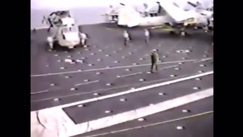 A helicopter from USS America dropped off heavily greased pigs on USS John F. Kennedy as a prank