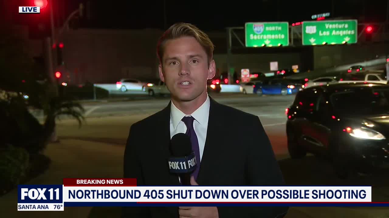 Parts of 405 in Van Nuys shut down after possible freeway shooting