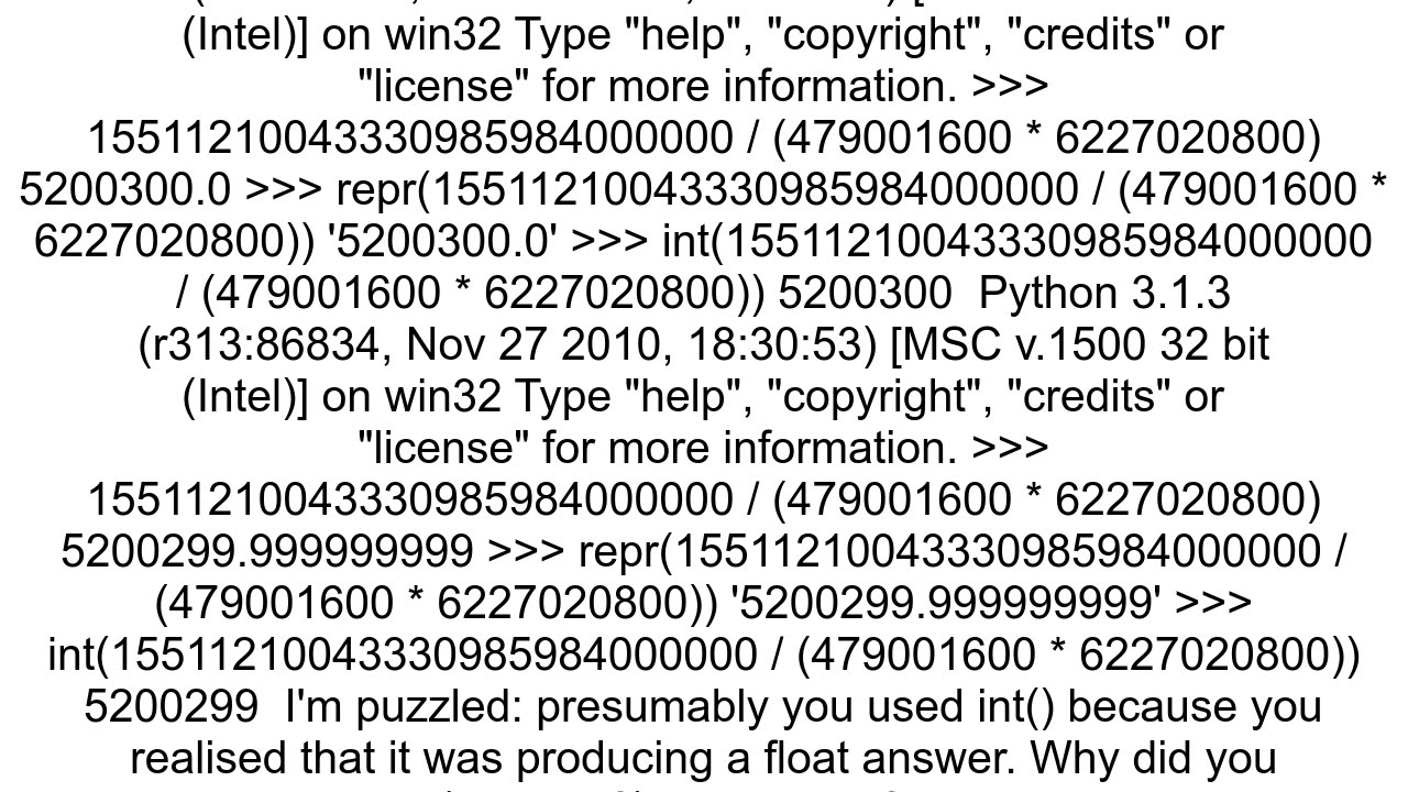 Python 3 gives wrong output when dividing large whole numbers