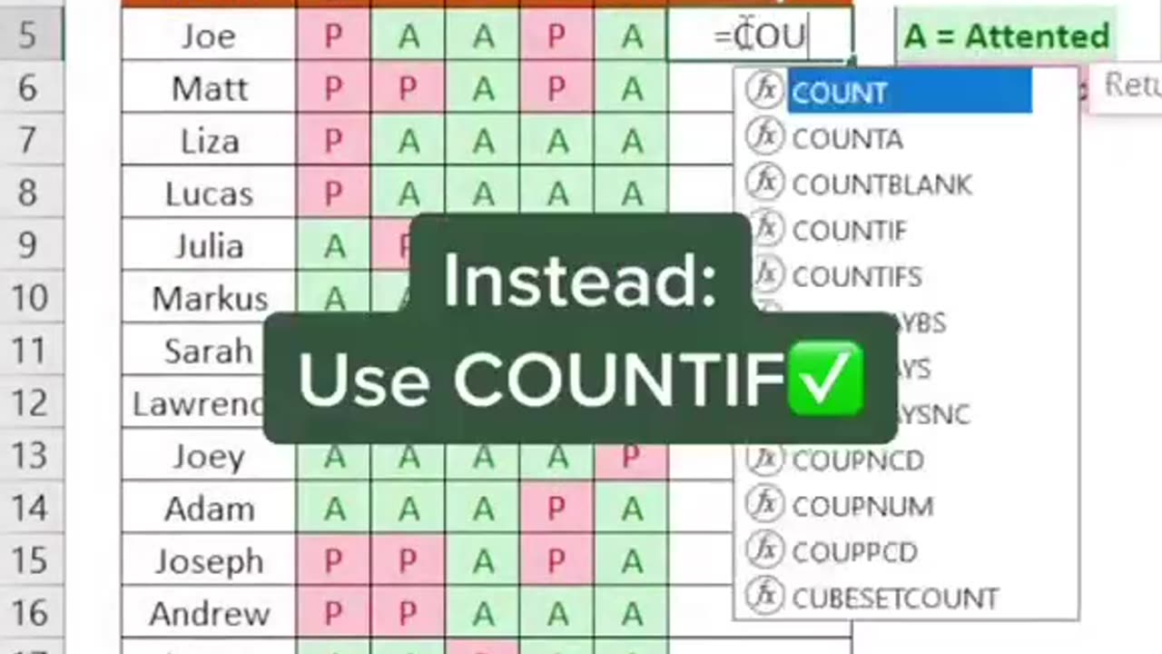 How to use COUNTIF in Excel #excelhacks #mexcel #technicalbuddy #exceltips #excelshortcuts