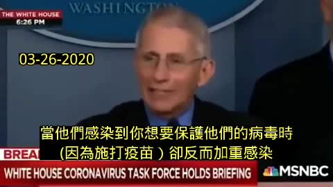 我有證據 03-26-20弗奇説的疫苗會有「動物實驗」以確保安全，ADE效應將使疫情更糟！