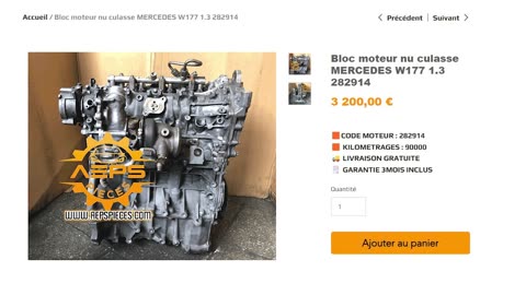 AEPSPIECES.COM - Bloc moteur nu culasse MERCEDES W177 1.3 282914