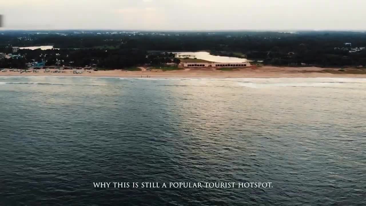 Aerial View Of Beautiful And Famous Beach In Pondicherry, India