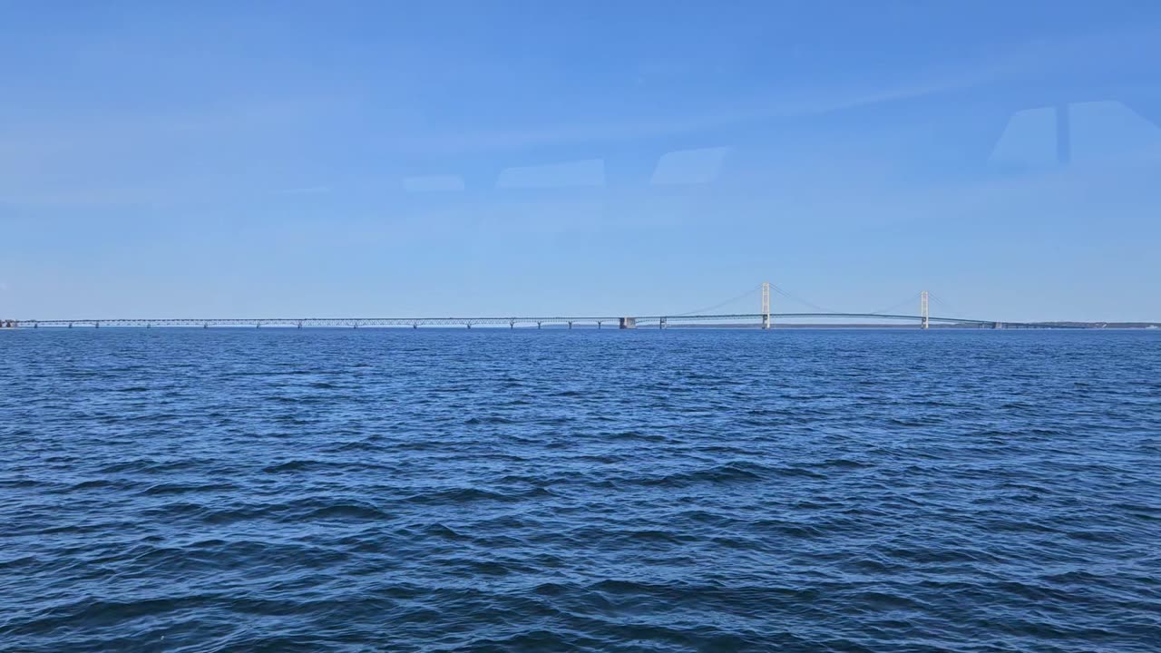 View of Mackinac Bridge from water.