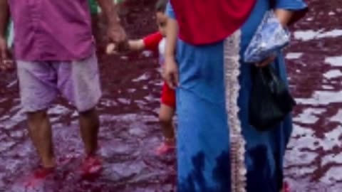 CHUVA VERMELHA ASSUSTA MORADORES DA ÍNDIA