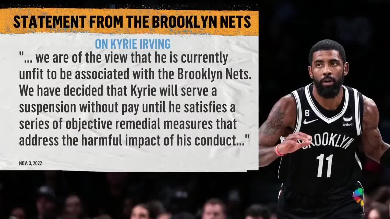 Brooklyn Nets Suspend Kyrie Irving For Refusing To Say He Has No Antisemitic Beliefs