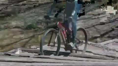 Jumping on the stairs while cycling