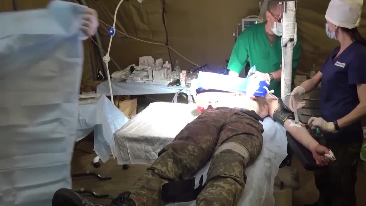 Ukraine War - Footage from a field hospital