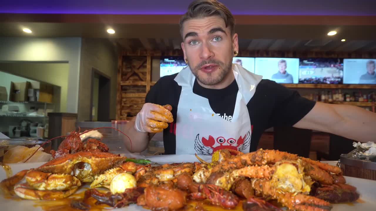 Eating massive Lobster and Seafood