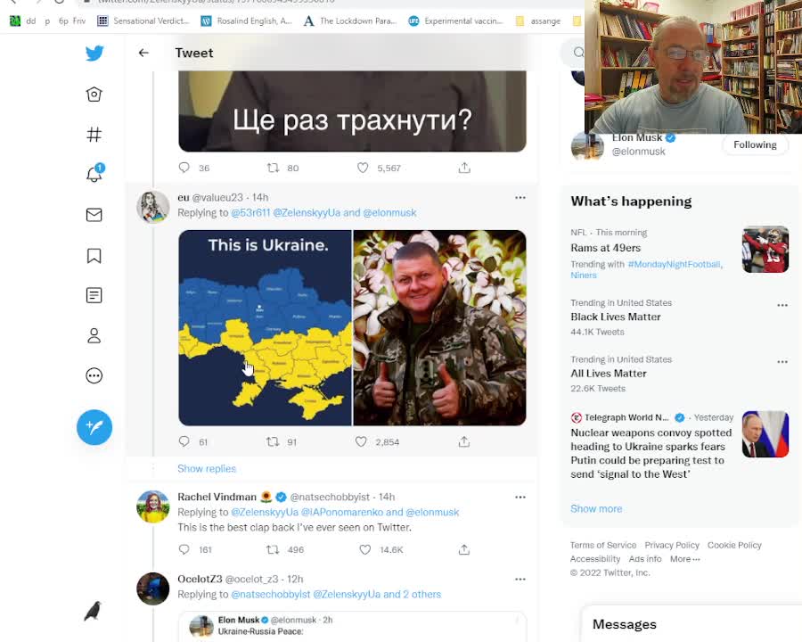 Elon Toasts Zalenski on Ukraine. PEACE!