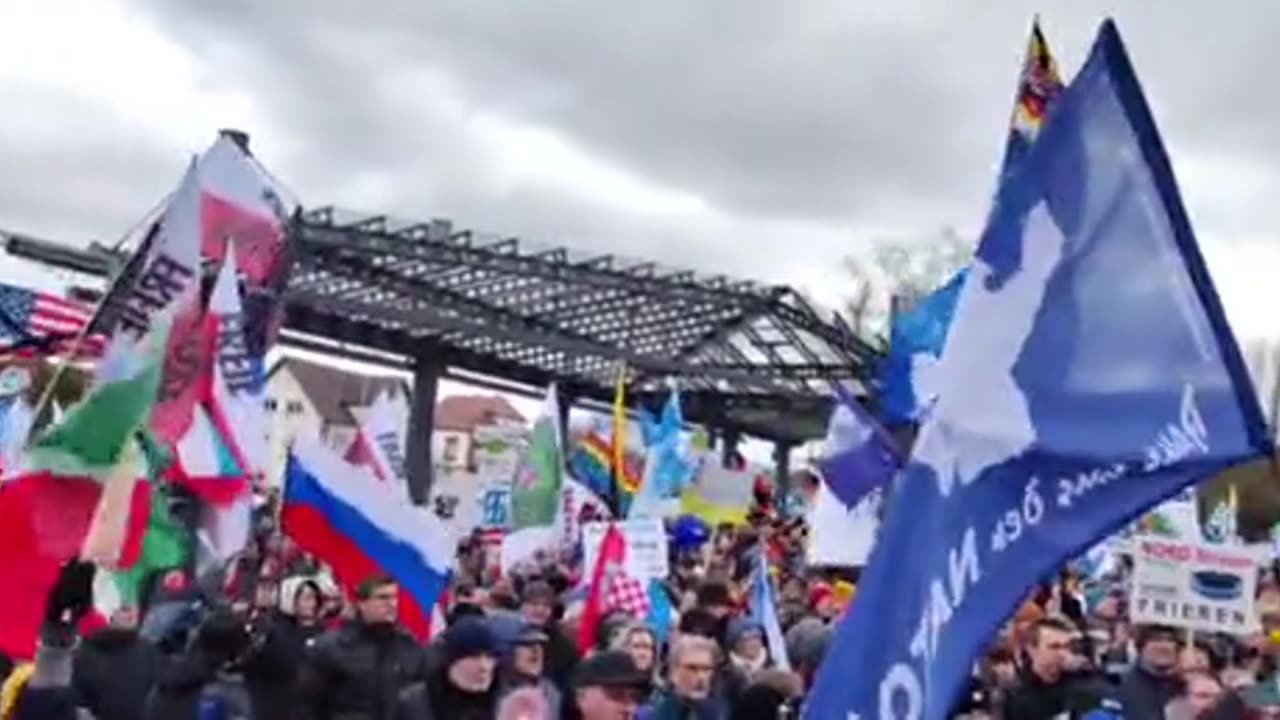 A rally takes place nearw Ramstein Air Base in Ger