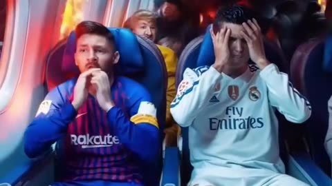 Cristiano Ronaldo and Messi take a plane