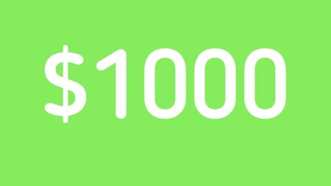 countup $1000 - white HD - green screen