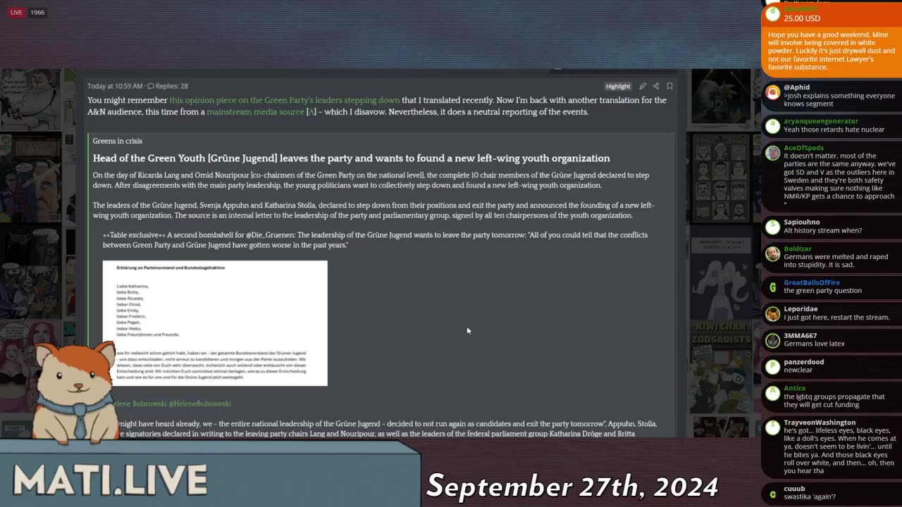 German green party implodes - Mad at the Internet (September 27, 2024)