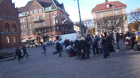 Filminspelning av filmen Zon 261. Rådhustorget, Landskrona 25 Okt. 2013