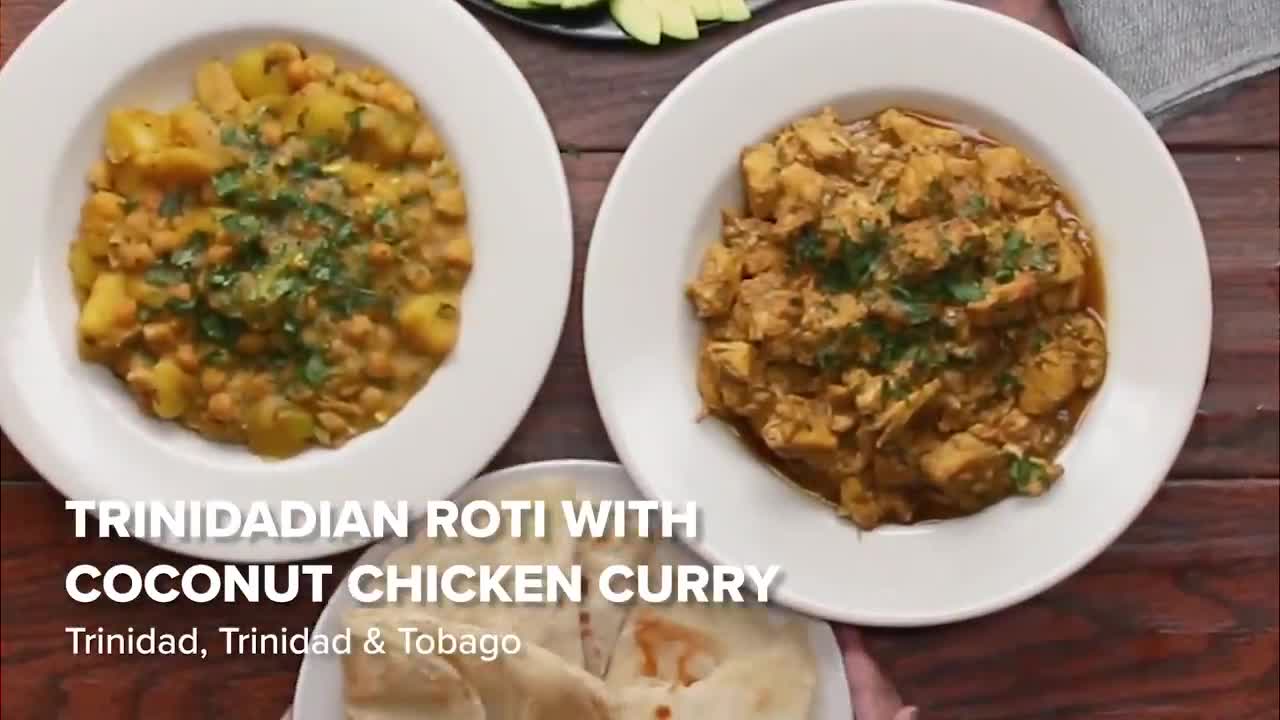 TRINIDADIAN ROTI WITH COCONUT CHICKEN CURRY