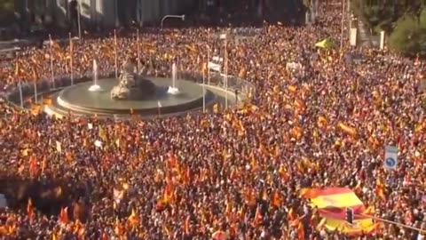 Mass protest against socialist PM Sánchez in Madrid, Spain.