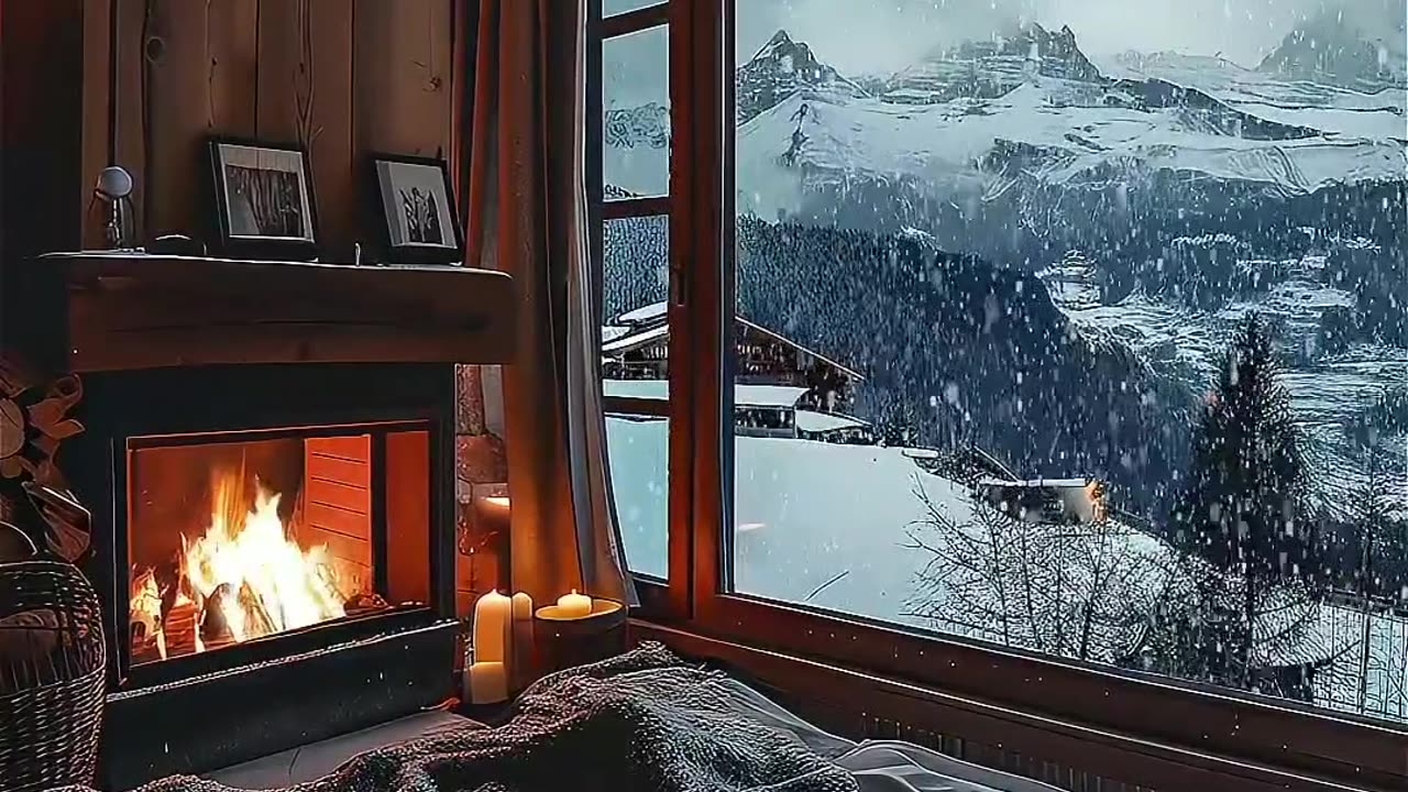 Cozy room winter snow and rain is Beautiful love the Nature