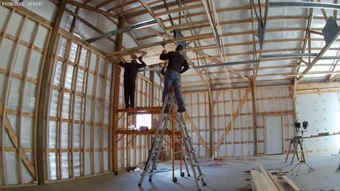 Ceiling joists and first couple sheets of osb!