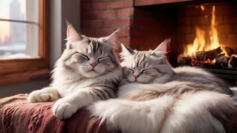 Purr Therapy: Relaxing with Cats by the Fireplace for Ultimate Wellness 🐱🔥