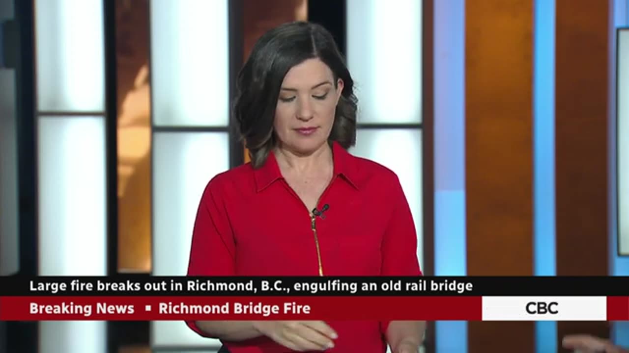 Old rail bridge burns in Richmond, B.C. CBC News