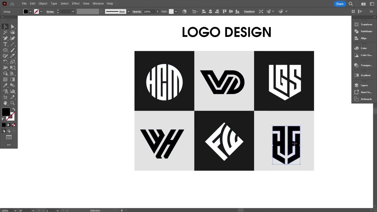 Logo Design Process On art Lines Easy Grid | Adobe Illustrator Tutorial