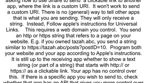 how can I share iOS URl Schema with parameter to be a link that I can click not just string