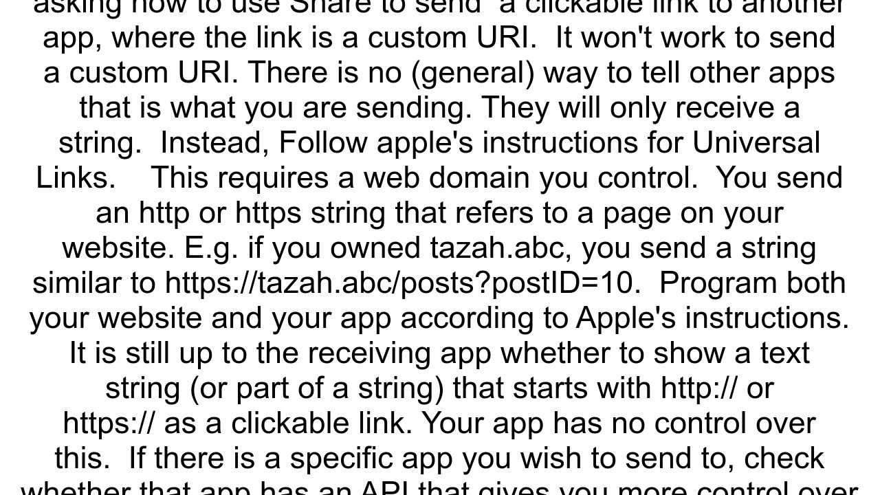 how can I share iOS URl Schema with parameter to be a link that I can click not just string
