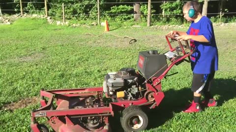 Jims Toro mower #07 - Daniel mowing the horse pasture with the Toro.