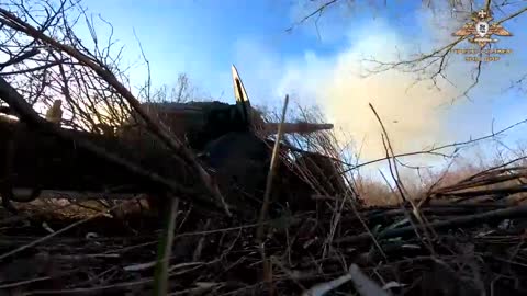 Russian Armed Forces artillerymen strike the enemy near Marinka