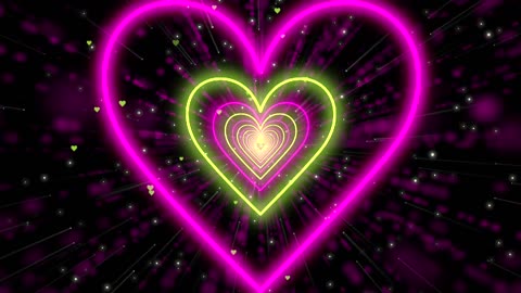 011. Heart Tunnel💖💚Heart Background Neon Heart Background Video [4 Hours]