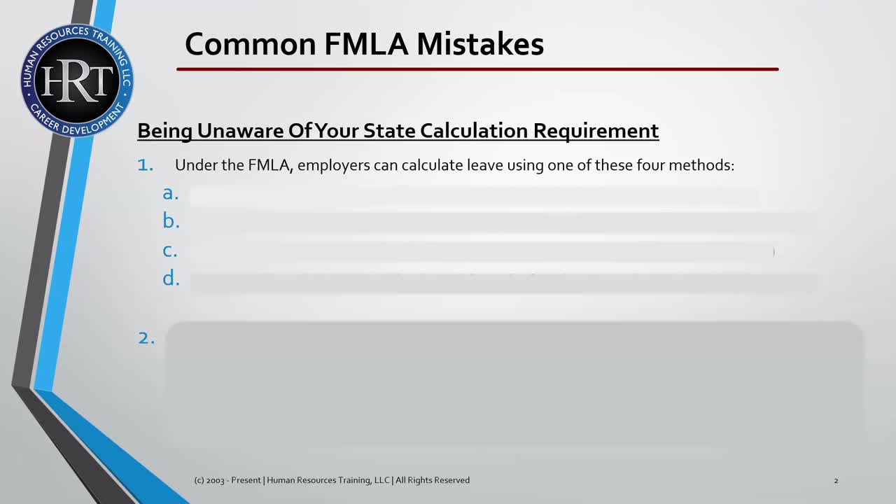 Common FMLA Mistake | Human Resources | HR Training | Course Generalist Specialist | Clip 321