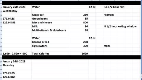 Daily Calorie Count: January 25th