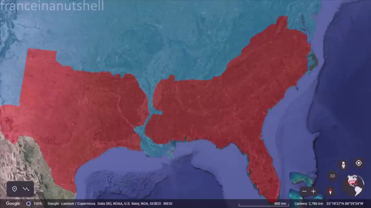 The American Civil War in 1 minute using Google Earth