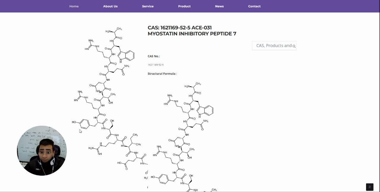 cas: 1621169-52-5 ACE-031 Myostatin inhibitory peptide 7