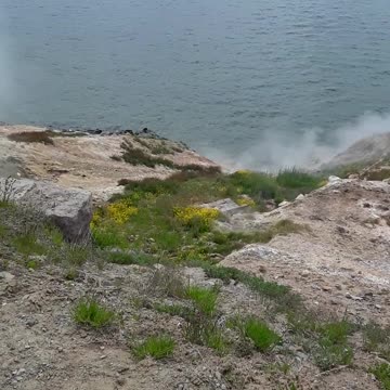 Hot steam coming up from the ground in Yellowstone. June 16th, 2023