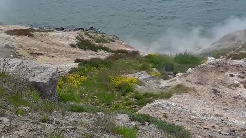 Hot steam coming up from the ground in Yellowstone. June 16th, 2023
