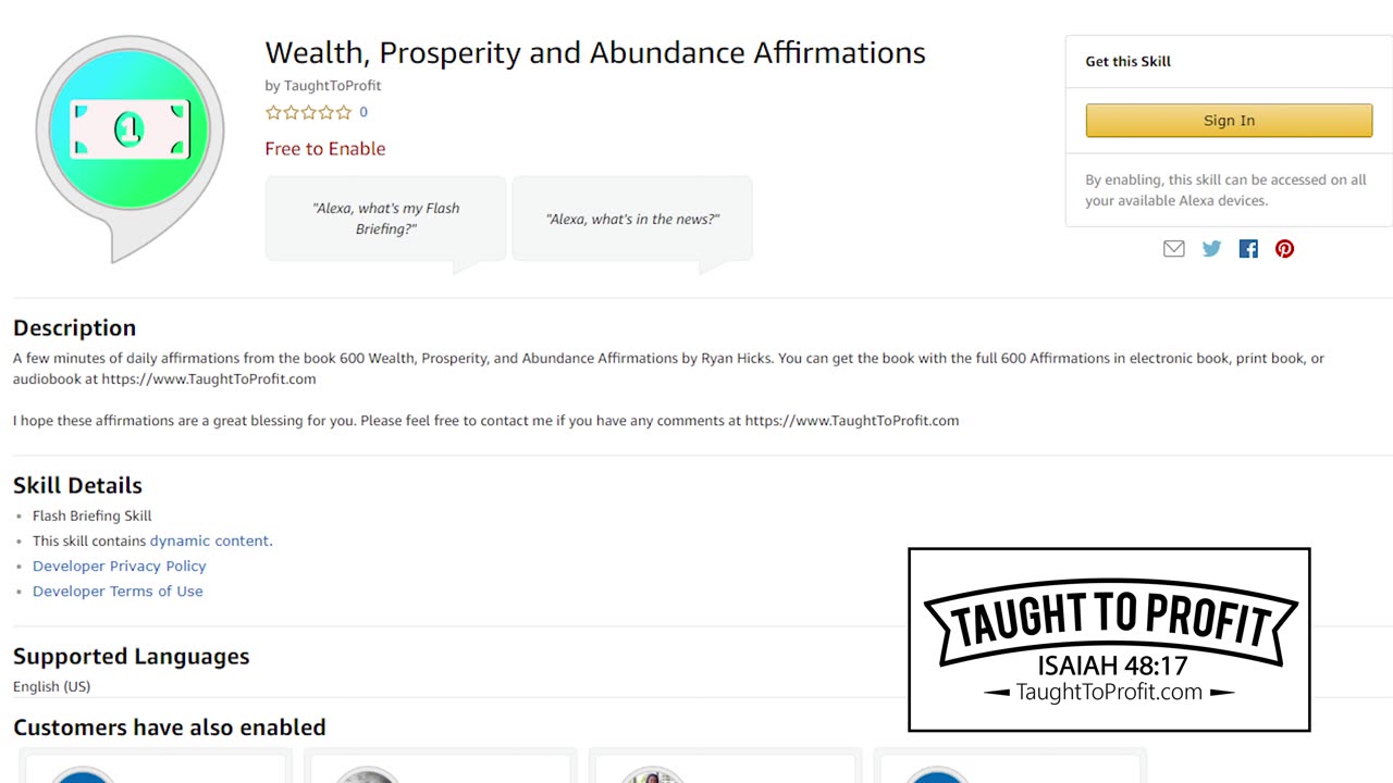 Alexa Flash Briefing Skill To Help Your Affirmations, Visualization, And Prosperity!