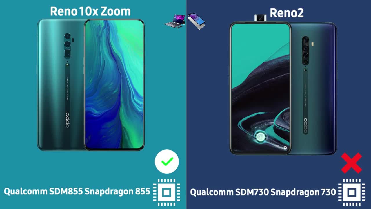 Oppo Reno2 VS Oppo Reno 10x Zoom - مقارنة مواصفات