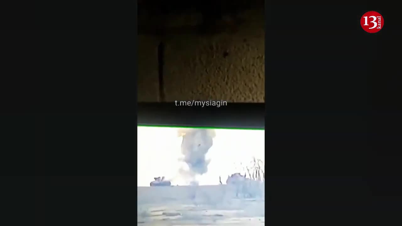 Russians advancing with armored vehicles were hit by artillery fire from a long distance