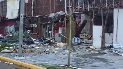 Severe destruction aftermath Hurricane Otis in Acapulco of Mexico