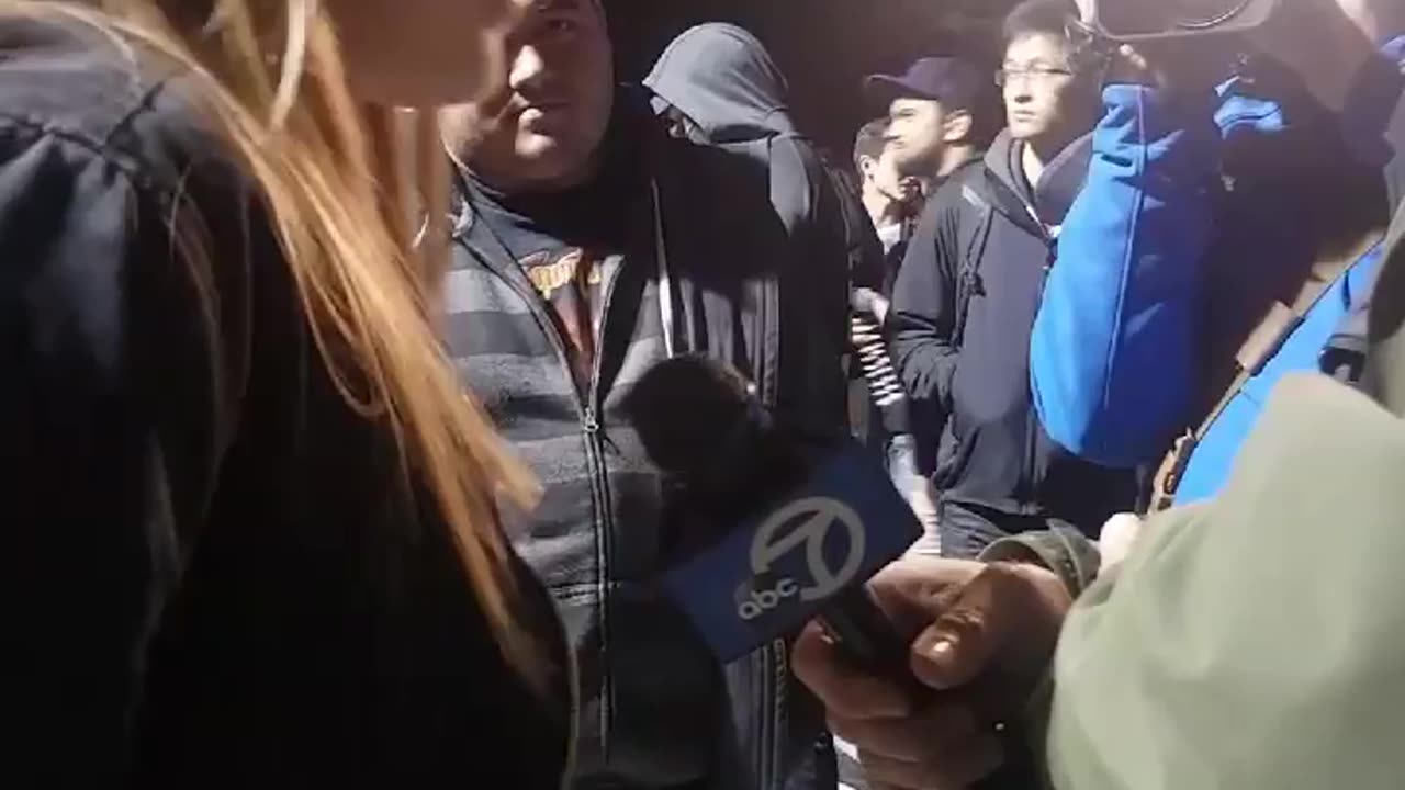 Feb 1 2017 Berkeley Milo's speech 1.7 Antifa pepper sprays a female giving an interview