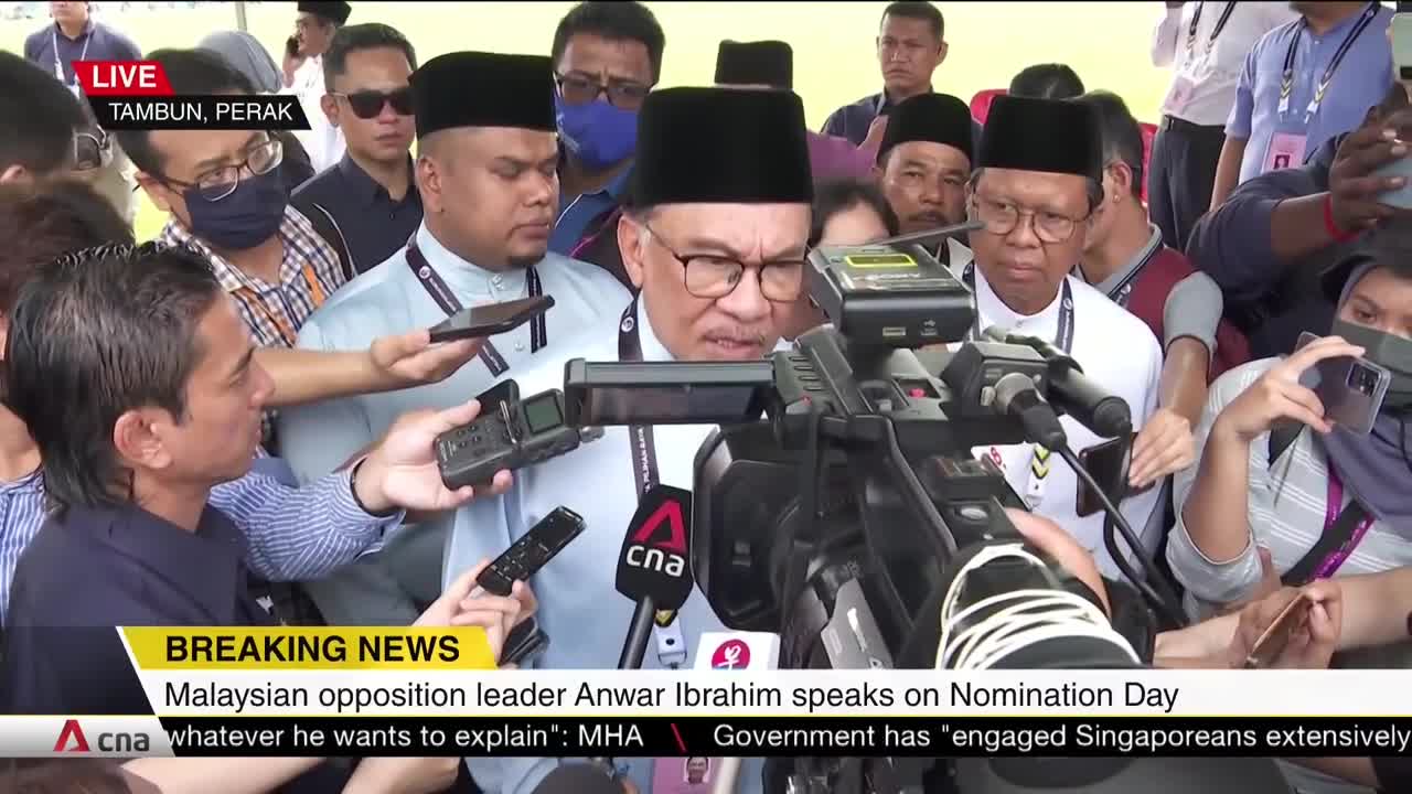 Malaysia GE15: Opposition leader Anwar Ibrahim at nomination centre in Perak